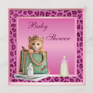 Convite Princesa Kitten Faux Leopardo Chá de fraldas