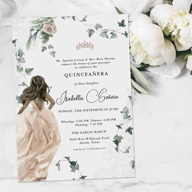 Convite Princesa Leiteira Elegante | Quinceañera 15 (Criador carregado)