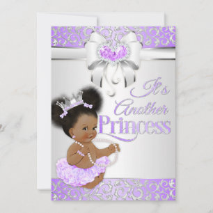Convite Princesa Lilac e Diamante Prateado Afro-Americana