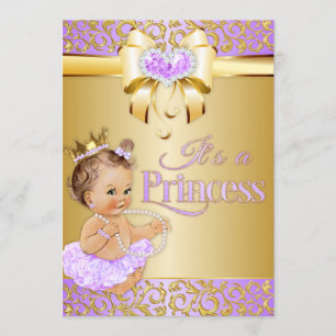 Convite Princesa Lilás & Diamantes Coração Vintage Bebê