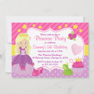 Convite Princesa loira & Acessórios de aniversário