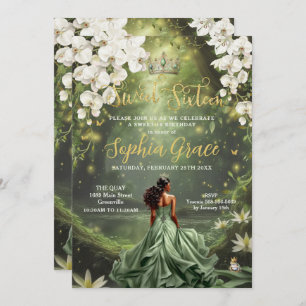 Convite Princesa Marrom e Sapo Sage Verde Vestido 16