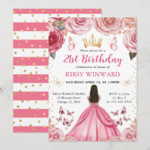 Princesa Morena de Vestido Rosa de Aniversário