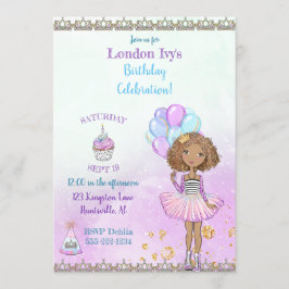 Convite Princesa Negra Americana Menina de Aniversário Lav