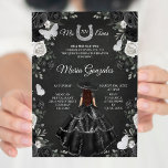 Convite Princesa Negra e Branca Quinceanera Aniversário<br><div class="desc">Princesa Negra e Branca Quinceanera Aniversário</div>