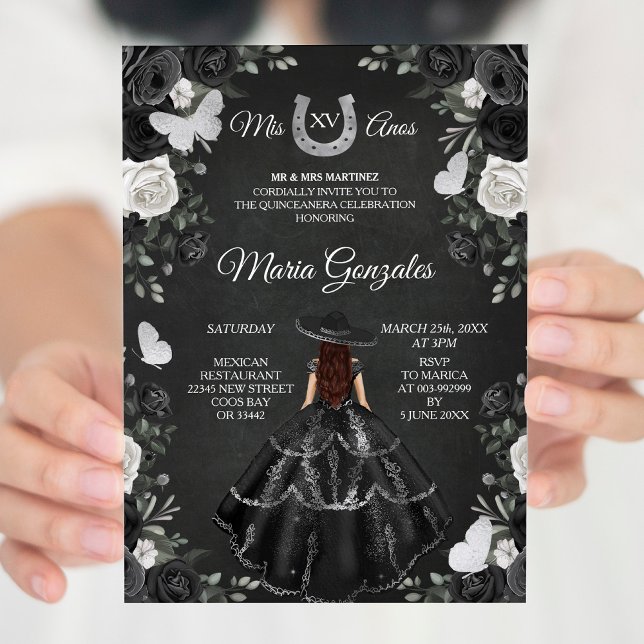 Convite Princesa Negra e Branca Quinceanera Aniversário (Criador carregado)