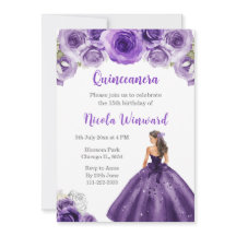 Princesa no Vestido Roxo Escuro Quinceanera