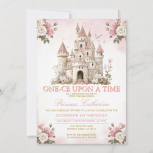 Convite Princesa ONE-CE Era uma vez 1º aniversário Castelo