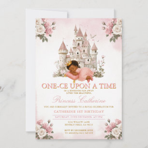 Convite Princesa ONE-CE Era uma vez 1º aniversário Castelo