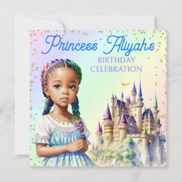 Convite Princesa Pastel Mágico Castelo Fantasia Arco-íris