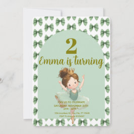 Convite Princesa Pequena Verde-Menta Bela 