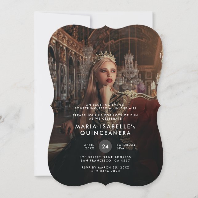 Convite Princesa Photo Quinceañera Mascarada Birthday (Frente)