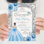 Convite Princesa Prata e Rosas Azuis Mis Quince<br><div class="desc">Princesa Silver e Rosas Azuis Mis Quince Convite Mis Quince Anos,  15 Birthday</div>