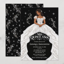 Princesa Preto Branco Prata Quinceañera