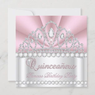 Convite Princesa Quinceanera 15º Diamante Branco Rosa Gema