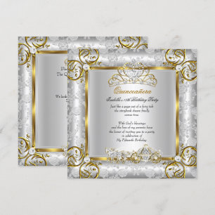 Convite Princesa Quinceanera 15 Anos Aniversário Ouro Prat