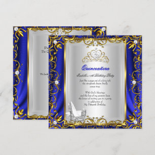 Convite Princesa Quinceanera 15 Anos Azul Real