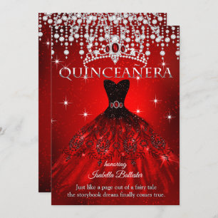 Convite Princesa Quinceanera 15 Birthday Red Tiara
