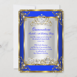 Convite Princesa Quinceanera 15 Birthday Royal Blue