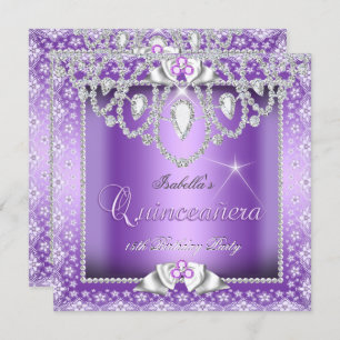 Convite Princesa Quinceanera 15 Purple Lace Diamond