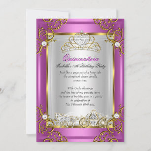 Convite Princesa Quinceanera Aniversário de 15 anos Rosa R