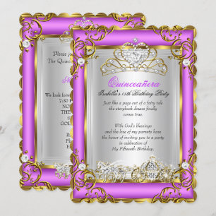 Convite Princesa Quinceanera Aniversário de 15 Anos Roxo R