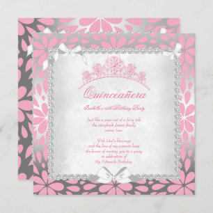 Convite Princesa Quinceanera Bonito Branca Rosa, Aniversár