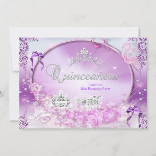 Convite Princesa Quinceanera Carruagem Mágica Roxa