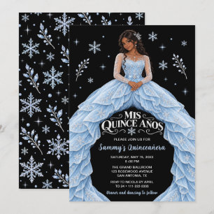 Convite Princesa Quinceañera de Inverno Azul Maravilhoso