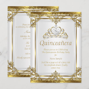 Convite Princesa Quinceanera, Dourada princesa Pérola Eleg