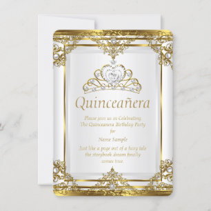 Convite Princesa Quinceanera, Dourada princesa Pérola Eleg