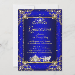 Convite Princesa Quinceanera Elite Azul Royal Dourado Bril