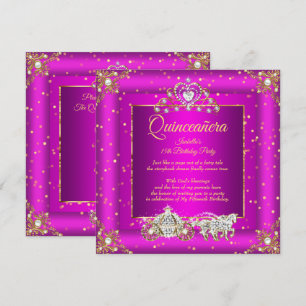 Convite Princesa Quinceanera Elite Magenta Dourado Brilhan