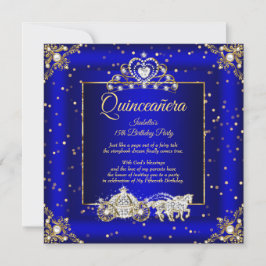 Convite Princesa Quinceanera Elite Royal Blue Sparkle
