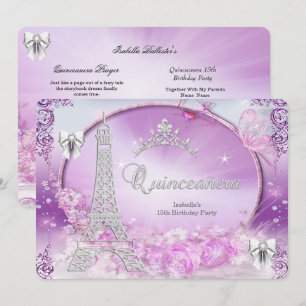 Convite Princesa Quinceanera Mágico Roxo Prata