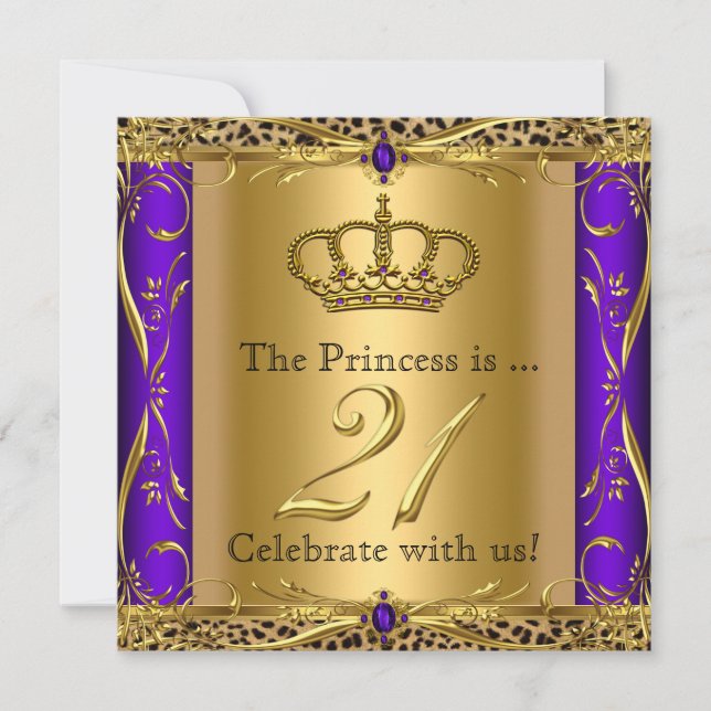 Convite Princesa Regal Purple aniversário de 21 anos do Le (Frente)