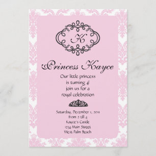 Convite Princesa Rosa Damask