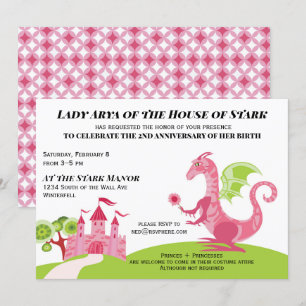 Convite Princesa rosa e verde Menina Aniversário
