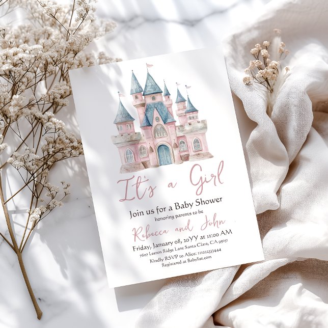 Convite Princesa Rosa Encantada É uma Chá de fraldas (Criador carregado)