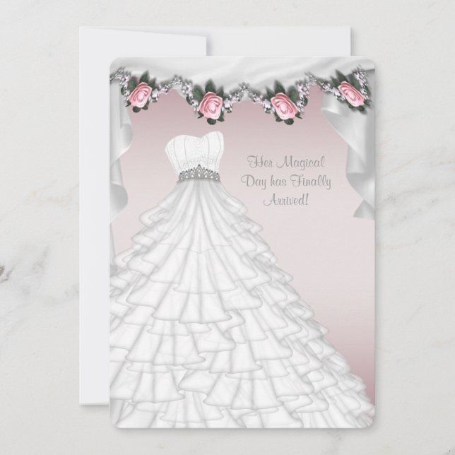 Convite Princesa Rosa Rosa Rosa Quinceanera (Frente)