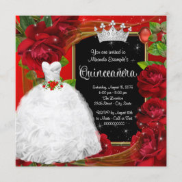 Convite Princesa Rosa Vermelha Quinceanera