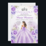 Convite Princesa Roxa Vesta Prata Floral Quinceañera<br><div class="desc">EDITABLE Purple Princess Dresses Floral Silver Quinceañera Convite Para Lavanda Elegante Purple Mis Quince Flores Silver Crown Invitation Quinceañera,  Mis Quince 15 Anos,  16º Aniversário</div>