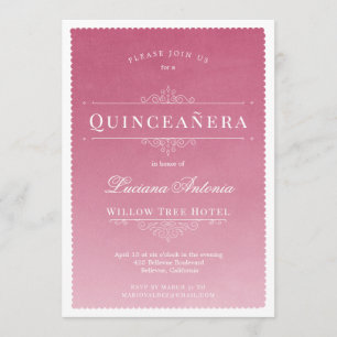 Convite Princesa Royal Elegant Pink Quinceanera