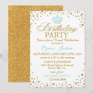 Convite Princesa Sparkle Blue e Dourado aniversário da Gl