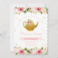 Princesa Tea Party Birthday Floral Glitter
