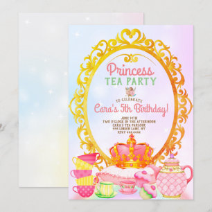 Convite Princesa Tea Party Festa de aniversário