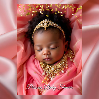 Convite Princesa Tiara de Bebê Menina Rosa Dourada Churras