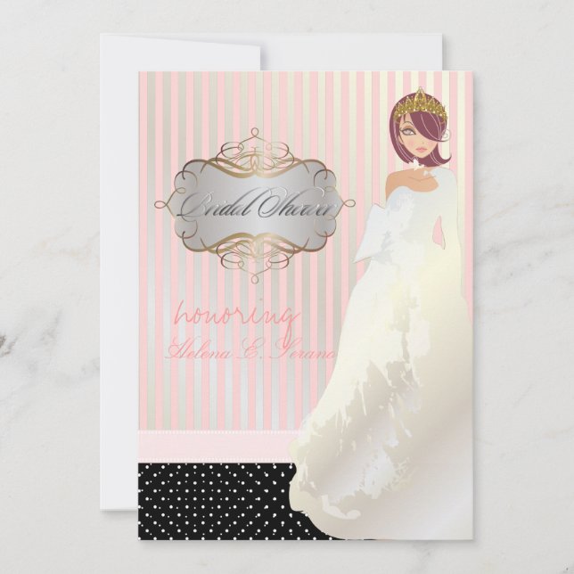 Convite Princesa + tiara/faixas/bolinhas/cha de noiva (Frente)