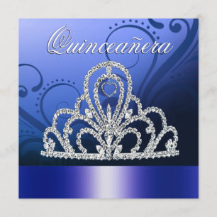 Convite Princesa Tiara Quinceanera (azul-indigo)