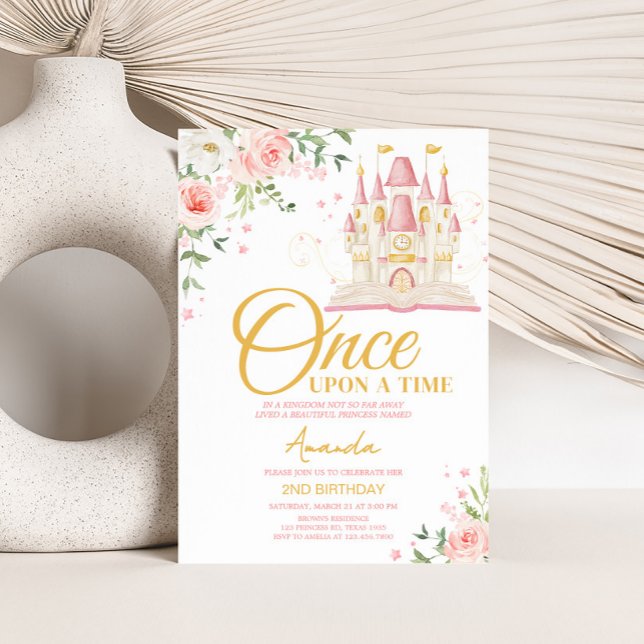 Convite Princesa Uma Vez na Festa de aniversário do Tempo (Princess Castle Once Upon a Time Birthday Party Invitation)